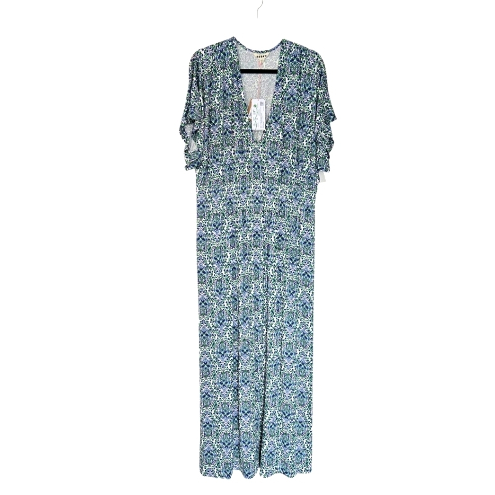 Boden Blue and Green Floral Maxi Dress